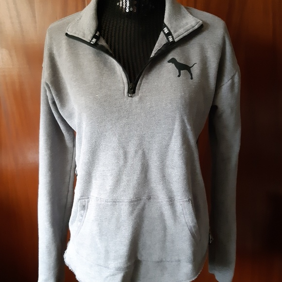 PINK Victoria's Secret Tops - PINK v/s Gray Black Sweatshirt Size Small
